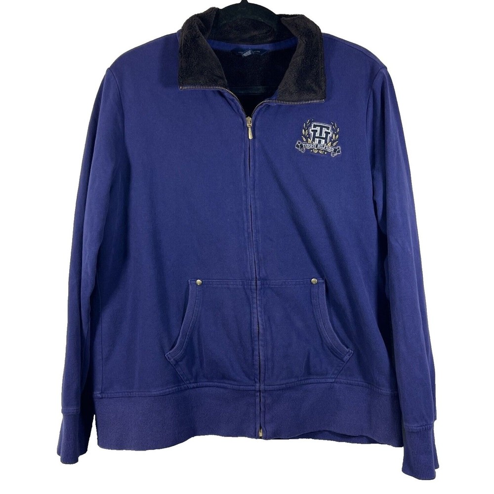 TOMMY HILFIGER Full Zip Fleece Lined Lightly Faded Jacket Women’s Size XL